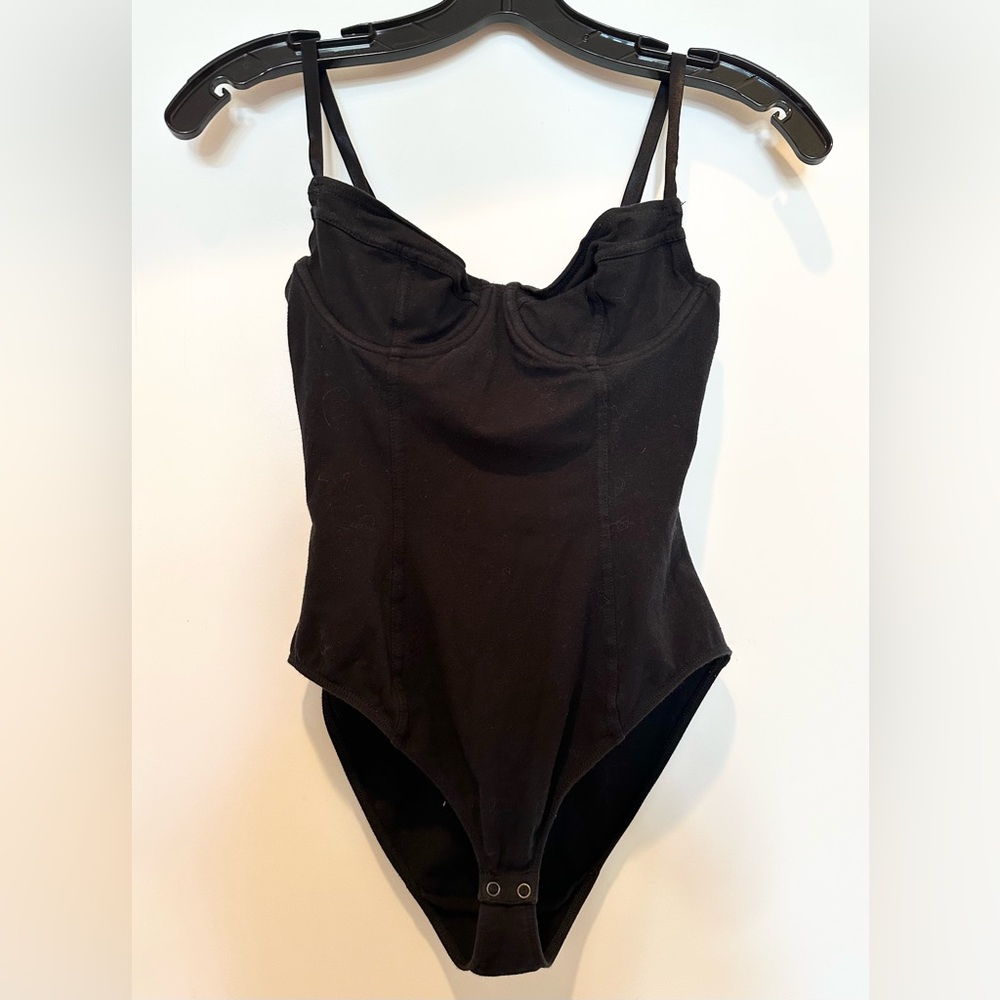 American Apparel Stretch Black Bra Bodysuit - Medium
